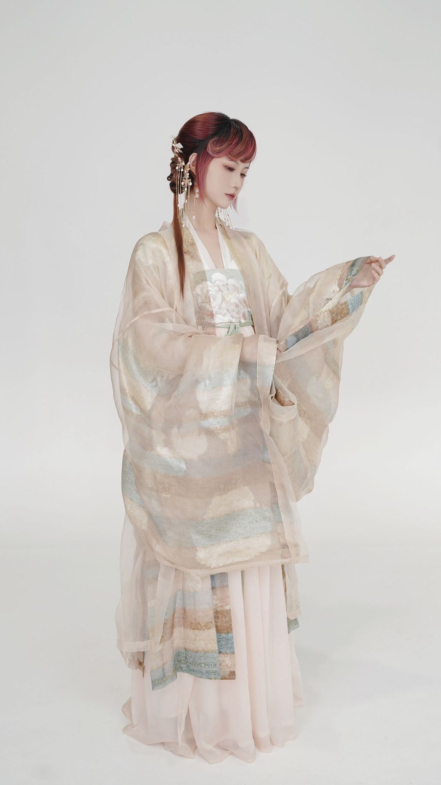 Soft-toned Hanfu studio portrait