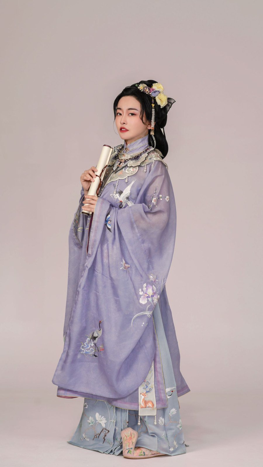 Purple Hanfu studio portrait