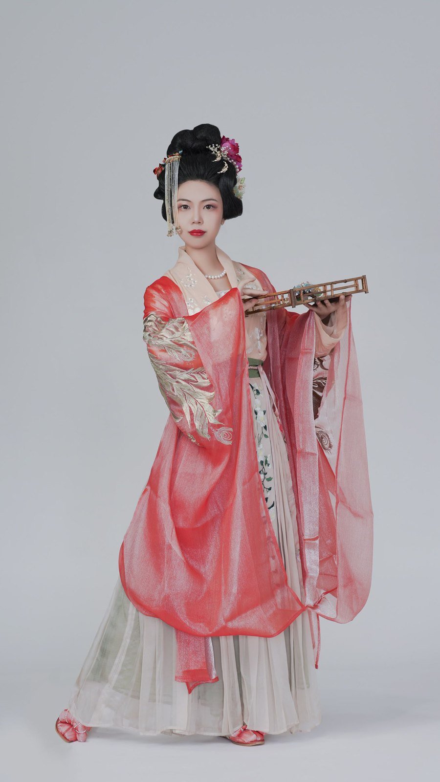 Red Hanfu studio portrait